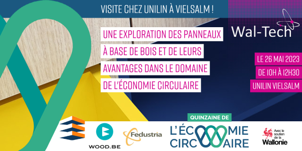Visite chez Unilin à Vielsalm ! Une exploration des panneaux à base de bois et de leurs avantages dans le domaine de l'économie circulaire, QEC 2023's banner