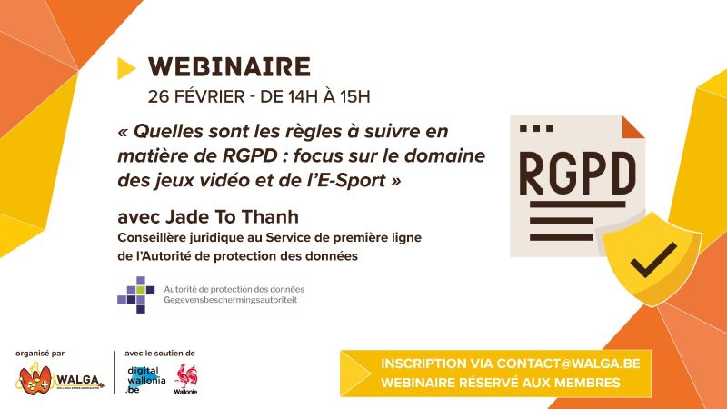 Webinaire. Quelles sont les règles à suivre en matière de RGPD: focus sur le domaine des jeux vidéos et de l'e-sport's banner